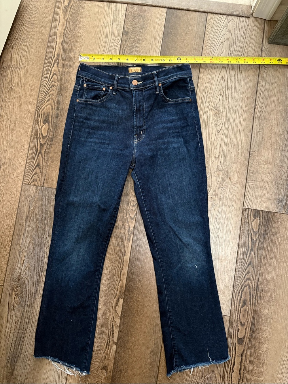 MOTHER Insider Crop Step Fray Jeans Off Limits Blue Size 27